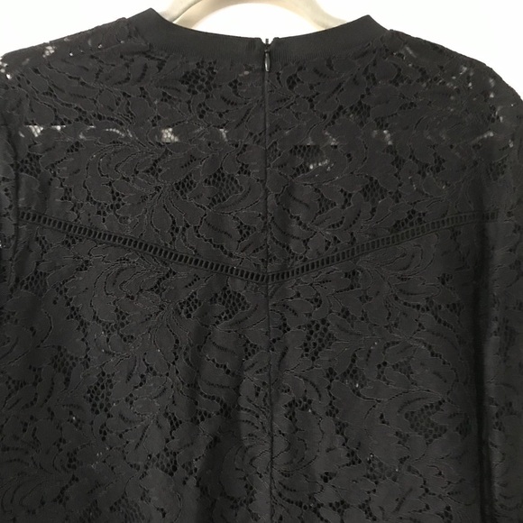 Zara Black Lace All Over High Neck Long Sleeve Top Blouse - Picture 5 of 8